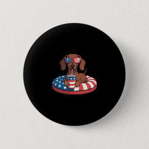 Badge Rond 5 Cm Vacances d'été drôle 4 juillet teckel