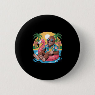 Badge Rond 5 Cm Vacances d'été Hawaï Bigfoot Sasquatch Été