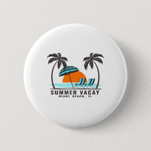 Badge Rond 5 Cm Vacances d'été Miami Beach Floride États-Unis Vaca