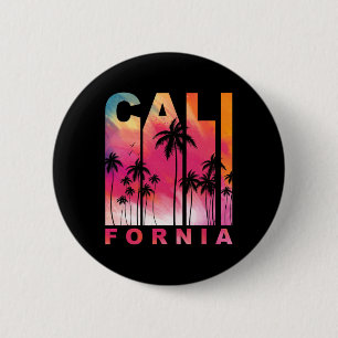 Badge Rond 5 Cm Vacances d'été Palmiers Ca Vintage Tropical Cal