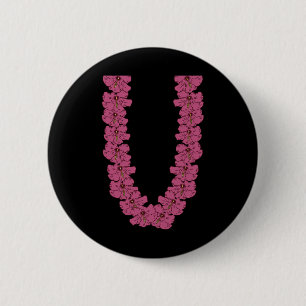 Badge Rond 5 Cm Vacances d'été tropicales chaîne de fleurs hawaïen
