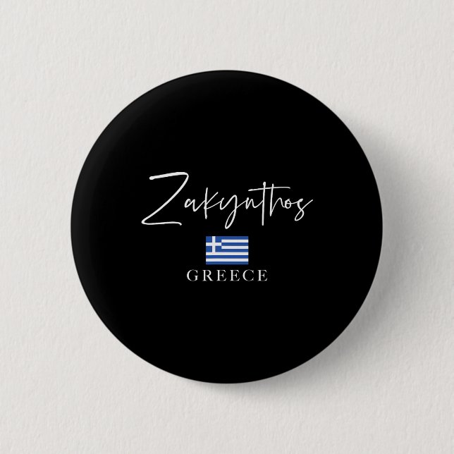 Badge Rond 5 Cm Vacances Drapeau Grèce - Île Zakynthos  (Devant)
