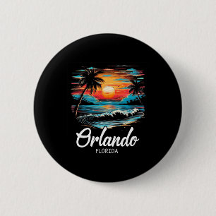 Badge Rond 5 Cm Vacances en famille Retro Sunset Floride Orlando