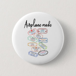 Badge Rond 5 Cm Vacances Mode Avion Timbre Pport Voyage Voyager