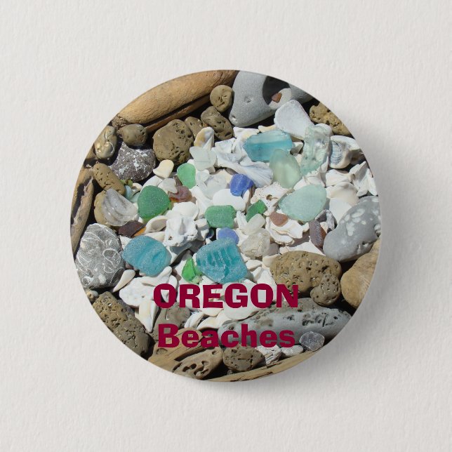 Badge Rond 5 Cm vacances Plages de l'Oregon Voyage Plage Côtière (Devant)