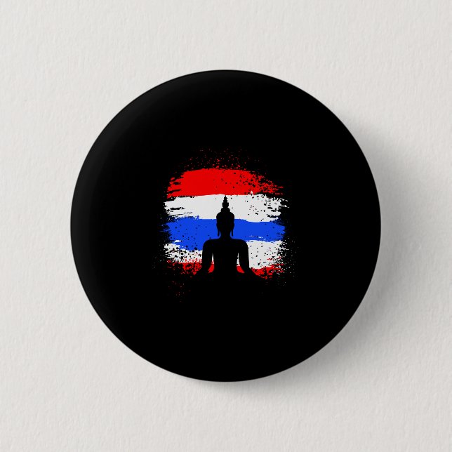 Badge Rond 5 Cm Vacances rétro thaï bouddha drapeau thaïlandais (Devant)
