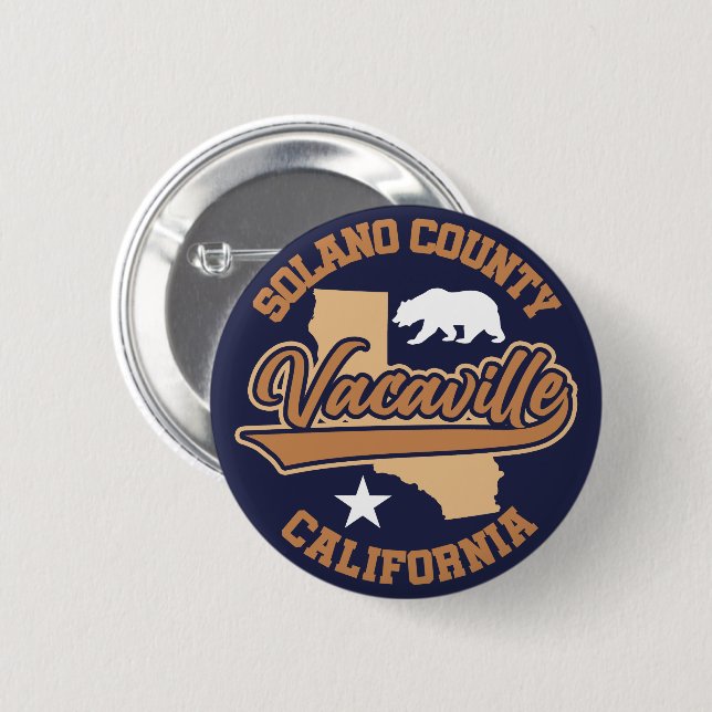 Badge Rond 5 Cm Vacaville, Californie (Devant & derrière)