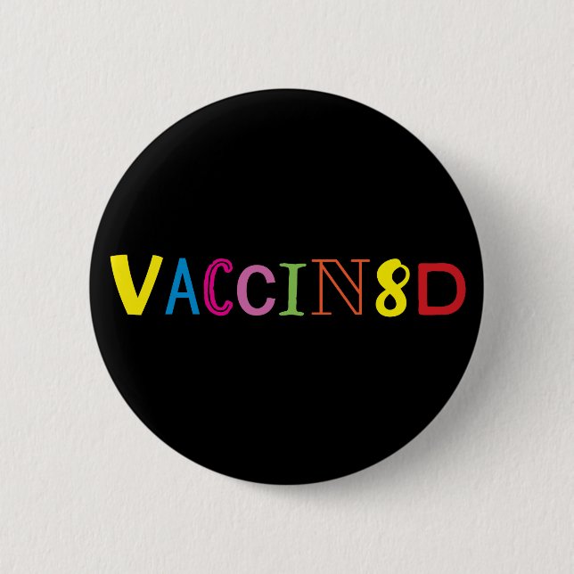Badge Rond 5 Cm VACCIN8D (néon et noir) (Devant)