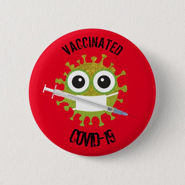 Badge Rond 5 Cm Vaccinated COVID-19 (Devant)
