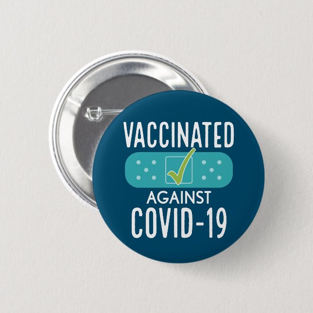 Badge Rond 5 Cm Vaccinated I got My Covid-19 Vaccine - Blue Button (Devant & derrière)
