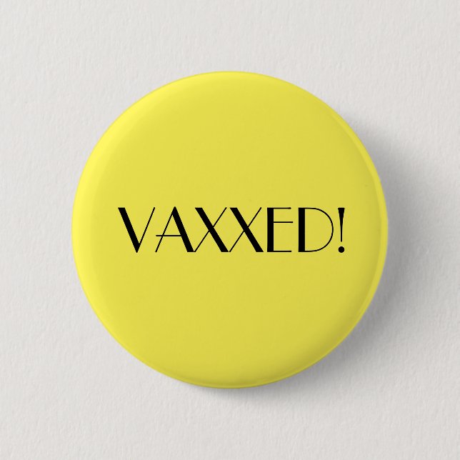 Badge Rond 5 Cm Vaccination Vaxxe Jaune Art Déco (Devant)