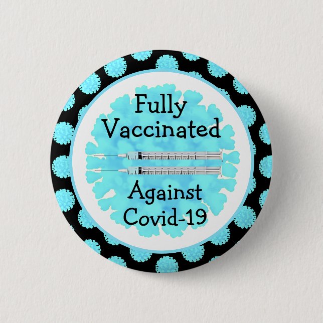 Badge Rond 5 Cm Vacciné entièrement contre le bouton Covid-19 (Devant)