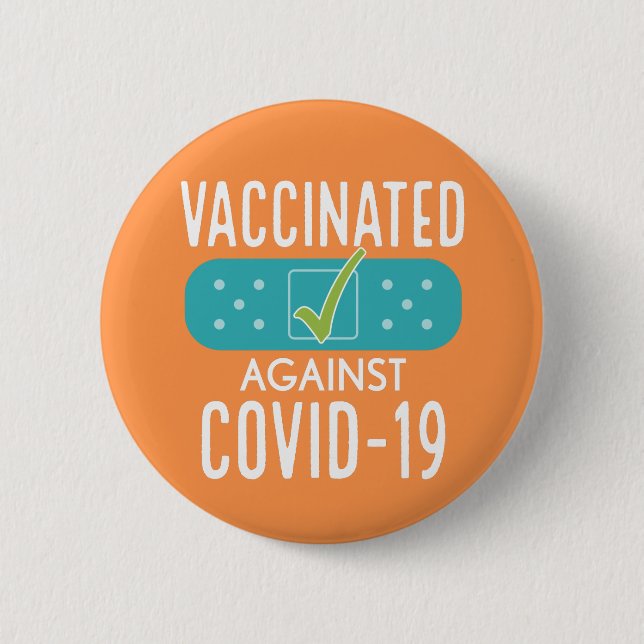 Badge Rond 5 Cm Vacciné J'ai mon vaccin Covid-19 - bleu orange (Devant)