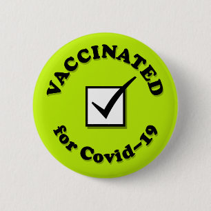 Badge Rond 5 Cm Vacciné Pour Le Covid-19 Case À Cocher Hôpital 