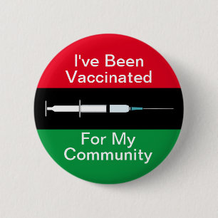 Badge Rond 5 Cm Vacciné pour ma communauté rouge noir et vert