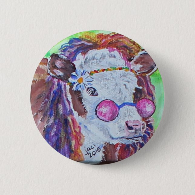 Badge Rond 5 Cm Vache à Janis (Devant)