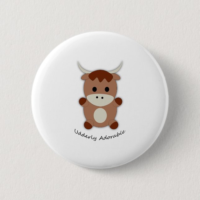 Badge Rond 5 Cm Vache adorable âgée (Devant)