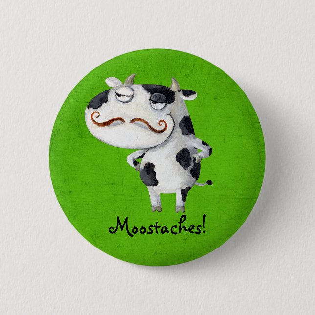 Badge Rond 5 Cm Vache avec des moustaches (Devant)
