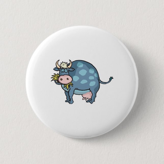 Badge Rond 5 Cm vache bleue grosse drôle (Devant)
