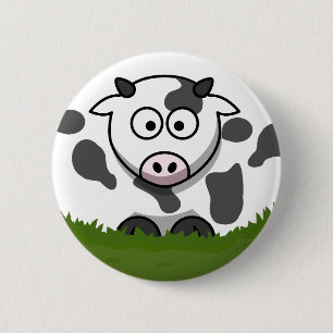 Badge Rond 5 Cm Vache caricaturale ronde amusante