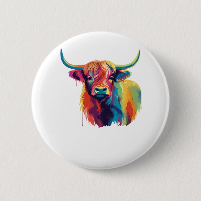 Badge Rond 5 Cm Vache cool dans le T-shirt classique de la prairie (Devant)