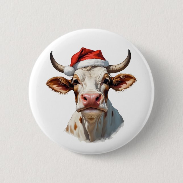 Badge Rond 5 Cm vache de noël (Devant)