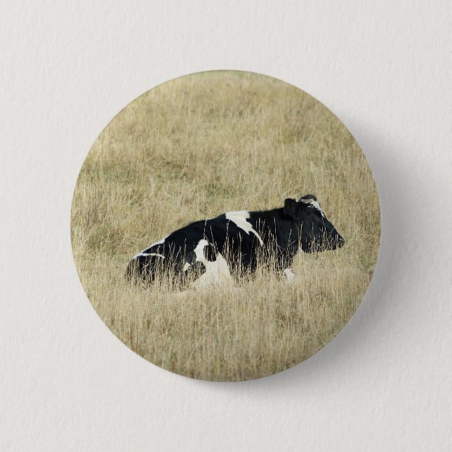 Badge Rond 5 Cm Vache de repos - Bouton (Devant)