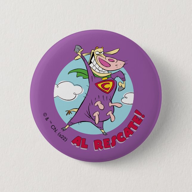 Badge Rond 5 Cm Vache et poulet Super Vache Al Rescate! (Devant)