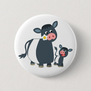 Badge Rond 5 Cm Vache et veau de la vache et du veau de la veste à