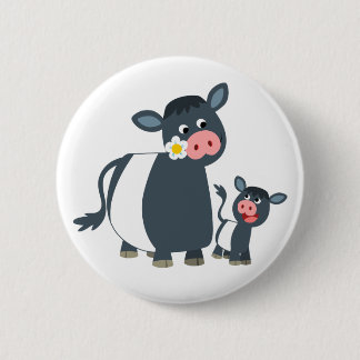 Badge Rond 5 Cm Vache et veau de la vache et du veau de la veste à