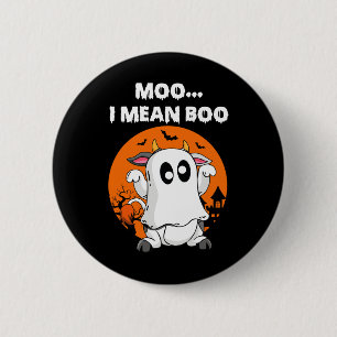 Badge Rond 5 Cm Vache fantôme Moo Je Veux Dire Boo Halloween Amour