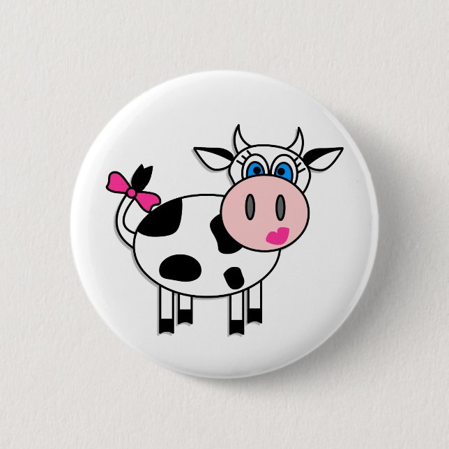 Badge Rond 5 Cm Vache heureuse à fille (Devant)