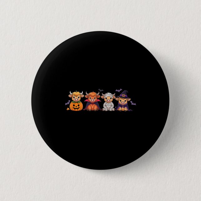Badge Rond 5 Cm Vache Highland Halloween  (Devant)