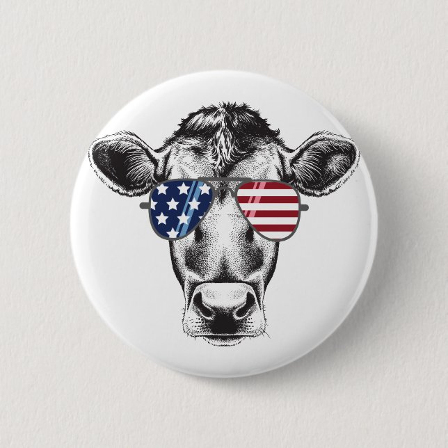 Badge Rond 5 Cm Vache huppée américaine (Devant)