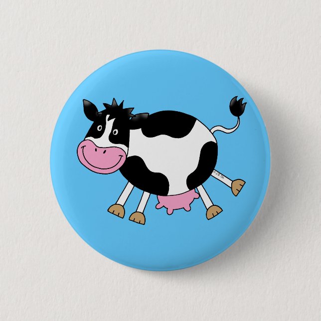 Badge Rond 5 Cm Vache mignonne à bande dessinée (Devant)