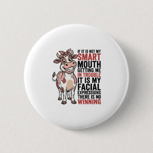 Badge Rond 5 Cm Vache mignonne insolente graphique vintage à bouch