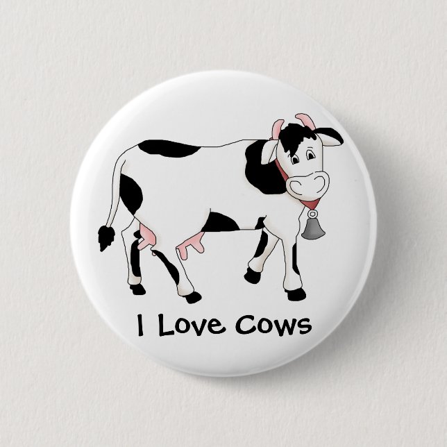 Badge Rond 5 Cm Vache noire et blanche (Devant)