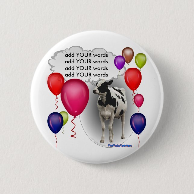 Badge Rond 5 Cm vache parlante à anniversaire (Devant)