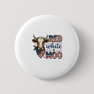 Badge Rond 5 Cm Vache Patriotique Rouge Blanc Moo Chemise 4 Juille