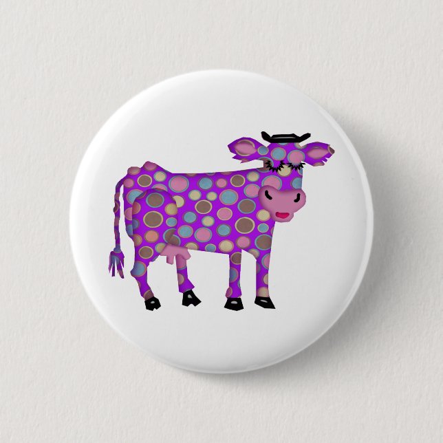Badge Rond 5 Cm Vache pourpre (Devant)