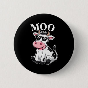 Badge Rond 5 Cm Vache qui mugit - Drôle de vache fermière pour hom