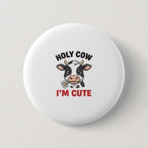 Badge Rond 5 Cm Vache sacrée je suis mignon Gravure vintage de vac