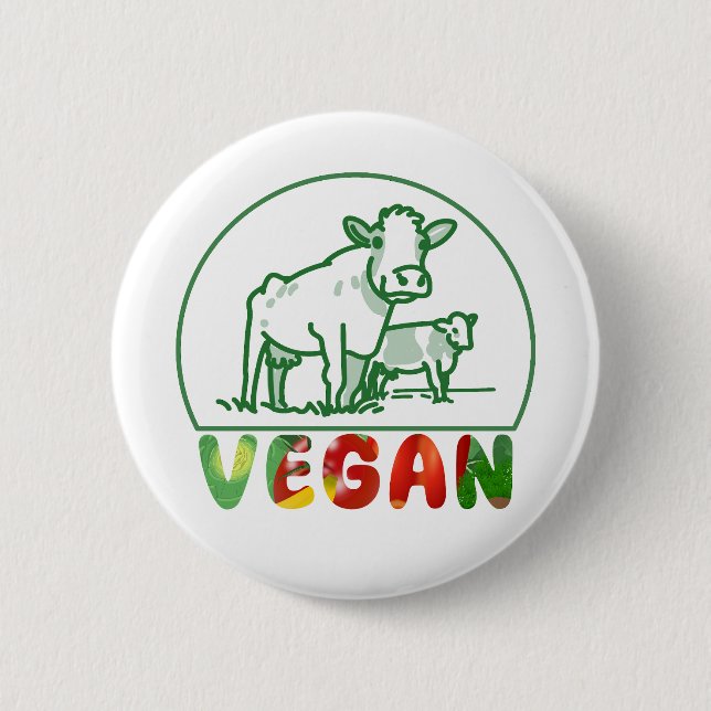 Badge Rond 5 Cm Vache végétarienne mignonne (Devant)