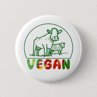 Badge Rond 5 Cm Vache végétarienne mignonne