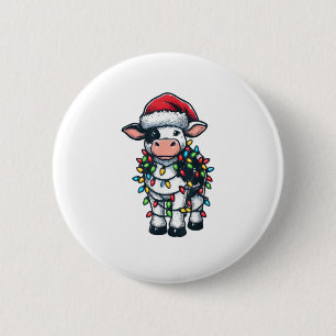 Badge Rond 5 Cm Vache Xmas tenue mignonne Père Noël Vache