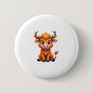 Badge Rond 5 Cm Vaches de Noël drôles lumières garçons filles joli