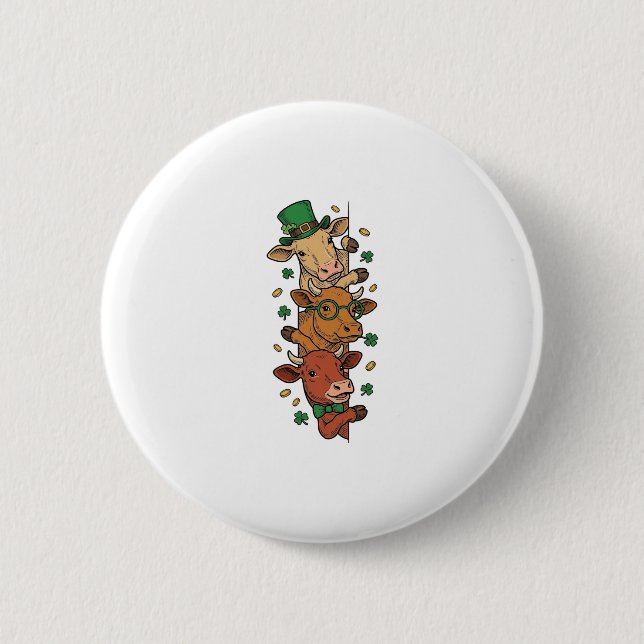 Badge Rond 5 Cm Vaches empilées mignonnes St Patrick Gravure vinta (Devant)