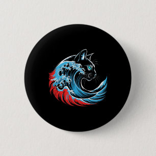 Badge Rond 5 Cm Vague De Chat Bleu Pour Kamala 47 Drôle Chat Ladie