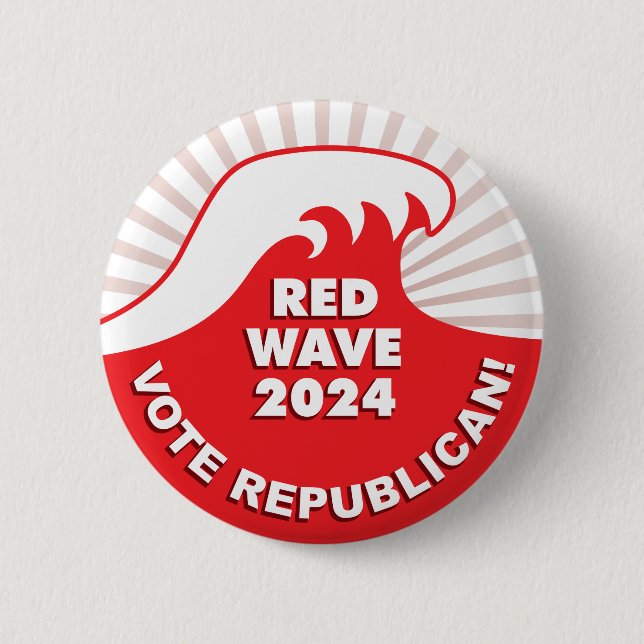 Badge Rond 5 Cm Vague rouge républicaine 2024 - tsunami (Devant)
