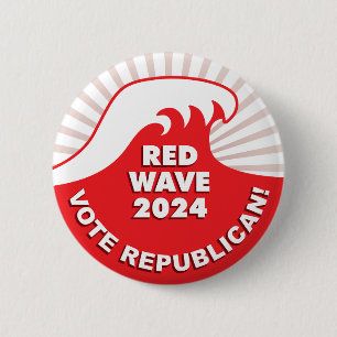 Badge Rond 5 Cm Vague rouge républicaine 2024 - tsunami